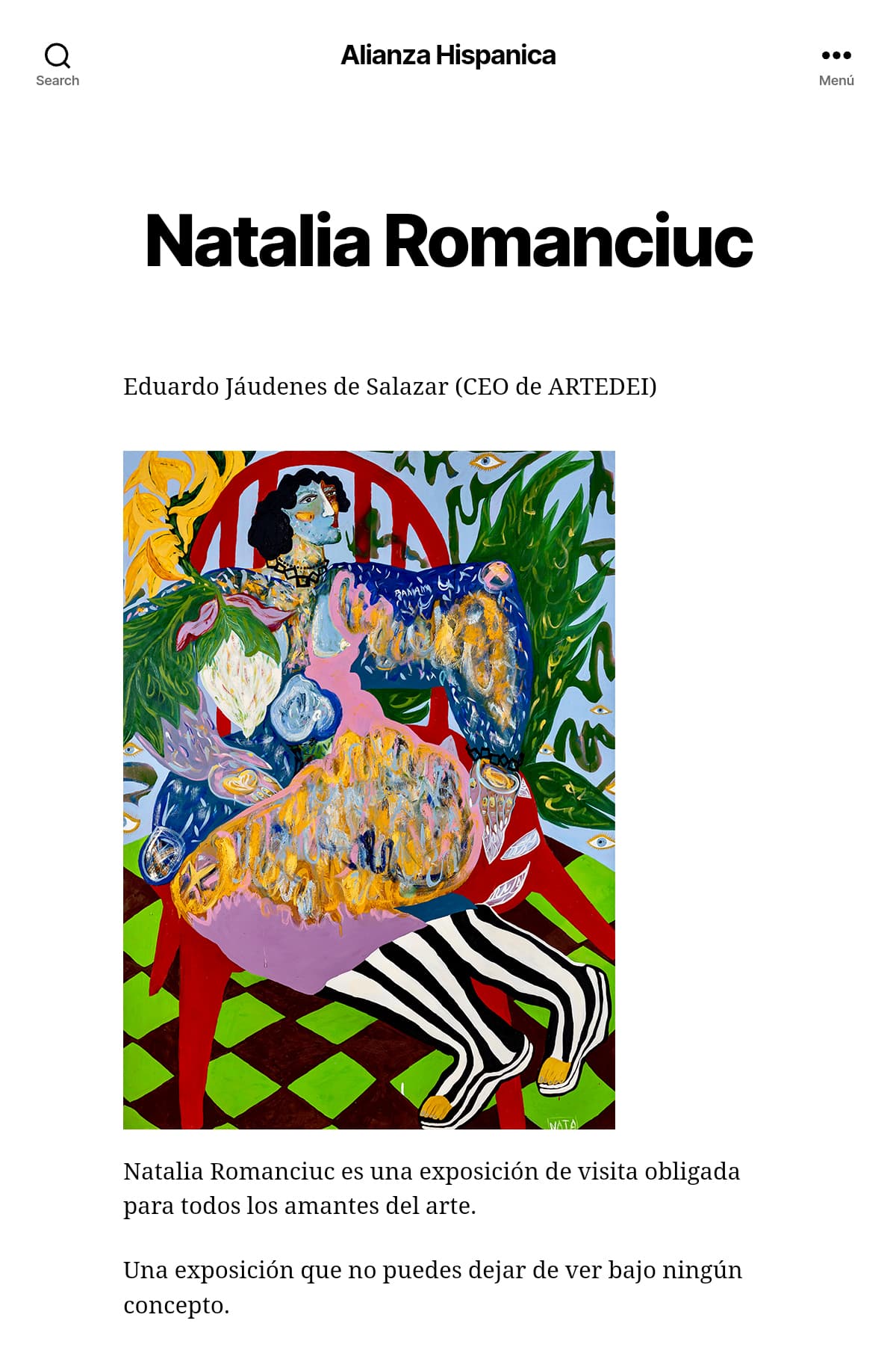 ARMA GALLERY - Contemporary Art - Press - Alianza Hispánica - Natalia Romanciuc