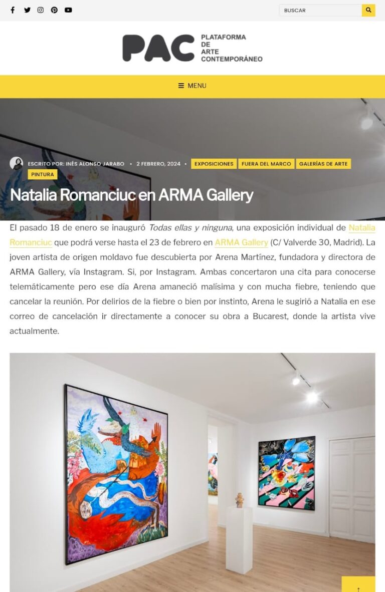 ARMA GALLERY - Contemporary Art - Press - PAC - Natalia Romanciuc