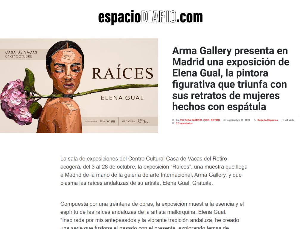Arma Gallery - Contemporary art - Press - Elena Gual - Raíces - Espacio Diario